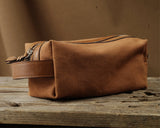 Canvas Toiletry Bag with Leather Handle